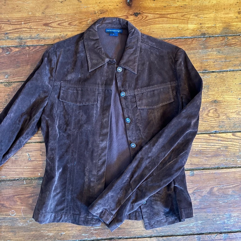 Vintage Anthropologie Brown Button Down Shirt Jacket